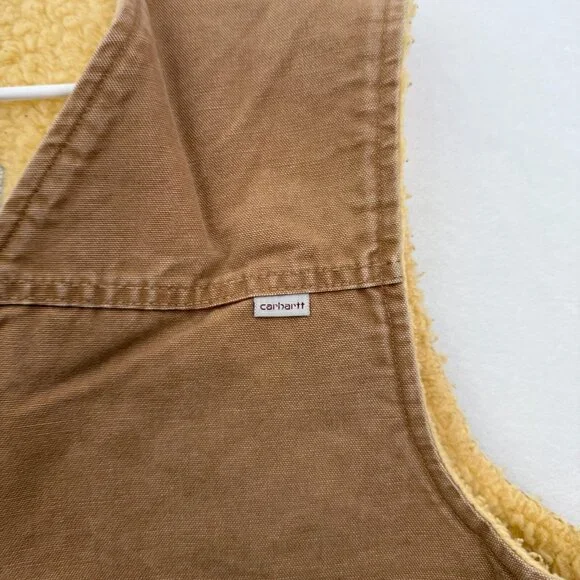 Vintage Carhartt Arctic Vest Mens XL Brown Sherpa Line Made In USA 6SV 90s - Picture 4 of 12